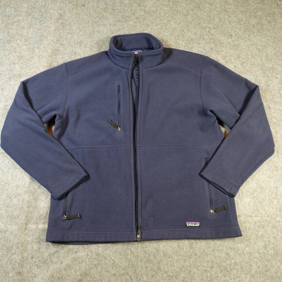 Patagonia Jacket Mens Large Micro Synchilla Full Zip Fleece Knit Blue - Picture 1 of 9